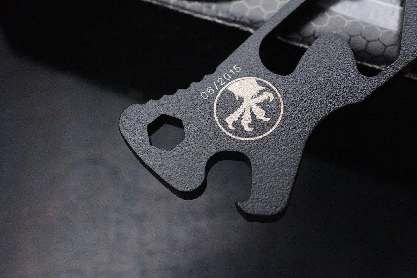 RARE Microtech Socom Skeleton Bottle Opener 09/2015 Vintage w/ Claw Bead & Patch