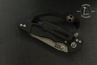 NEW Hinderer XM-18 Harpoon Tanto Blue G-10 Black Rear Scale w/ Blue Custom Hdw