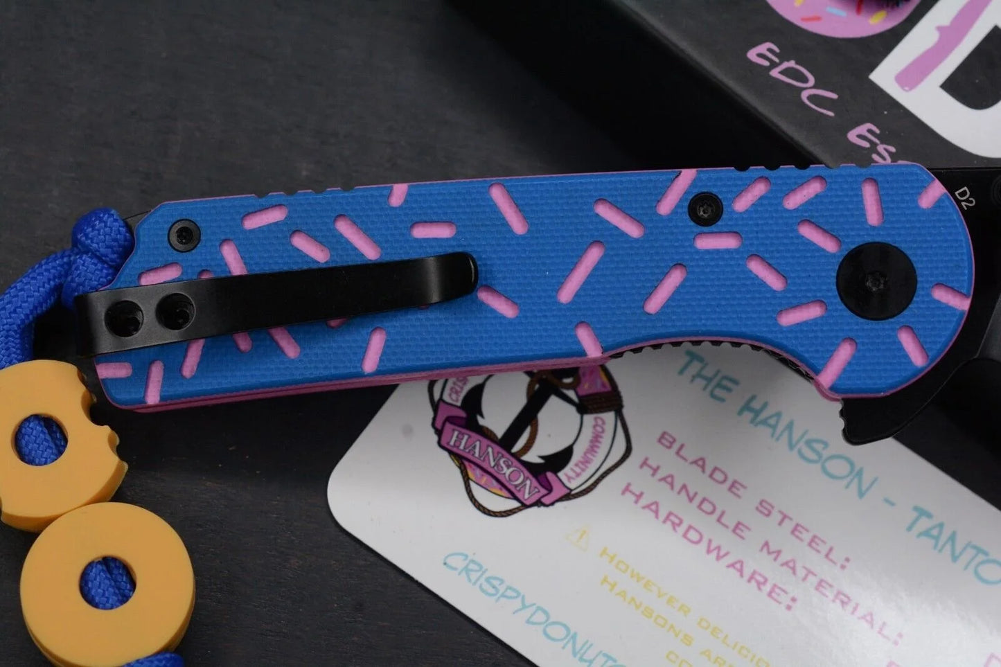 Donut Community “Blue Sprinkle” Dessert Warrior Tanto w/ 2x Donut Beads & Patch