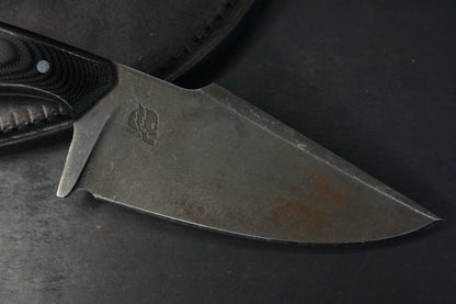 Custom Crimson Tactical Reaper Fixed Blade Dark Stonewash G-10 w/ Bullet Bead