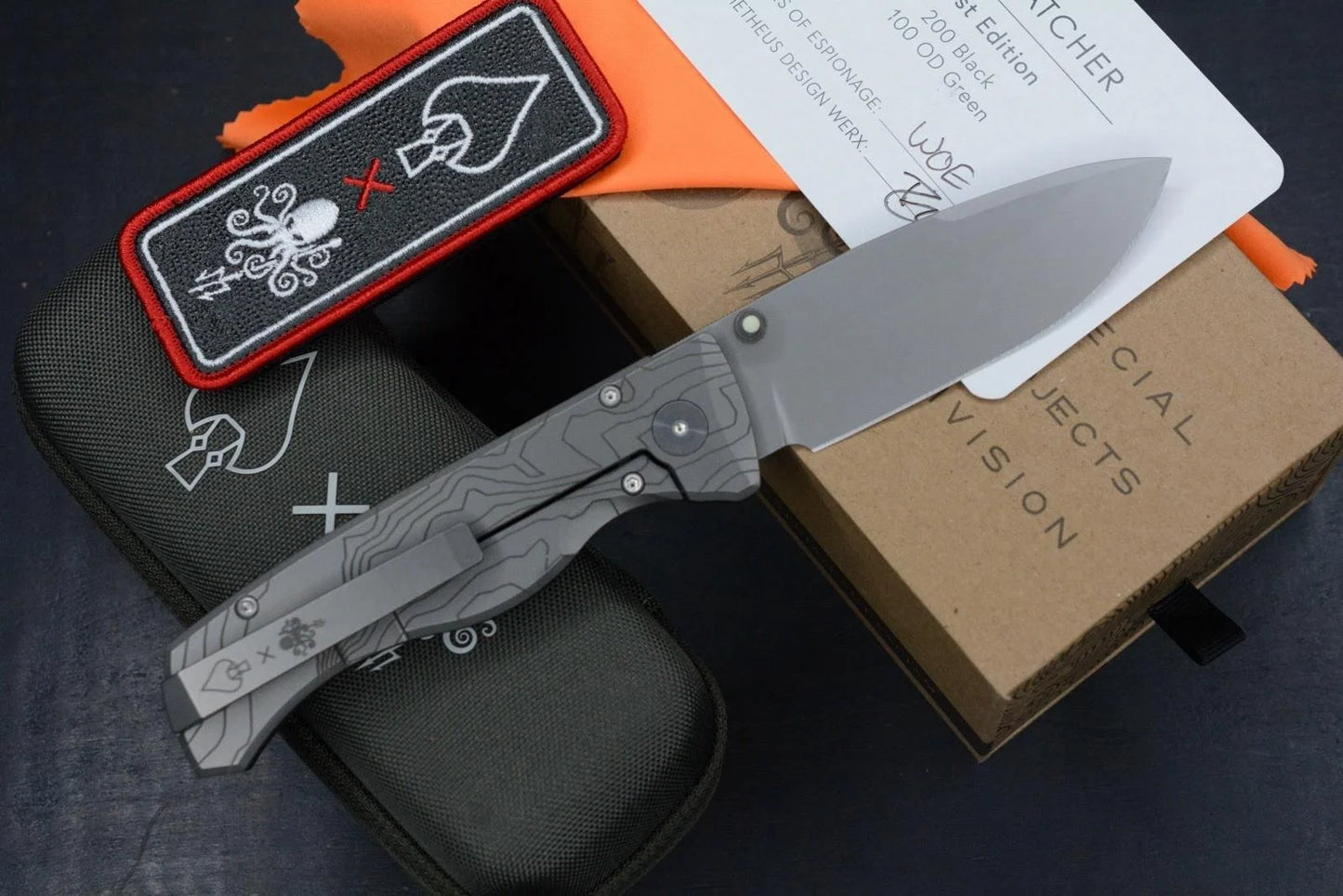 RARE NEW Prometheus x WOE Birdwatcher Topo Ti SPD ED - Black Micarta/ Magnacut