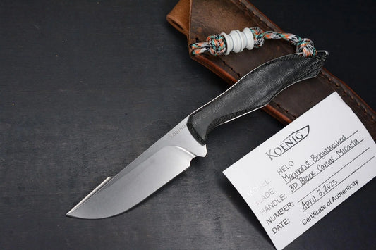 RARE Koenig Helos Fixed Blade Harpoon Magnacut Black Micarta w/ Homage Frankart