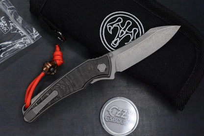 RARE G&G Hawk Talon M390 Ti Carbon Inlay Black Dunes w/ Bead & Ozzy Coin