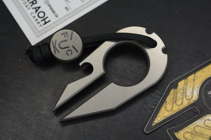 NEW Pharaoh EDC Spartan Arrowhead Ti Bottle Opener w/ TKW F**k Face Bead