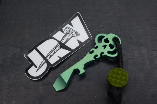 NEW Urban EDC Chaves Knives Ti Skeleton Pry Bar Ano-Green w/JRW Curator Bead