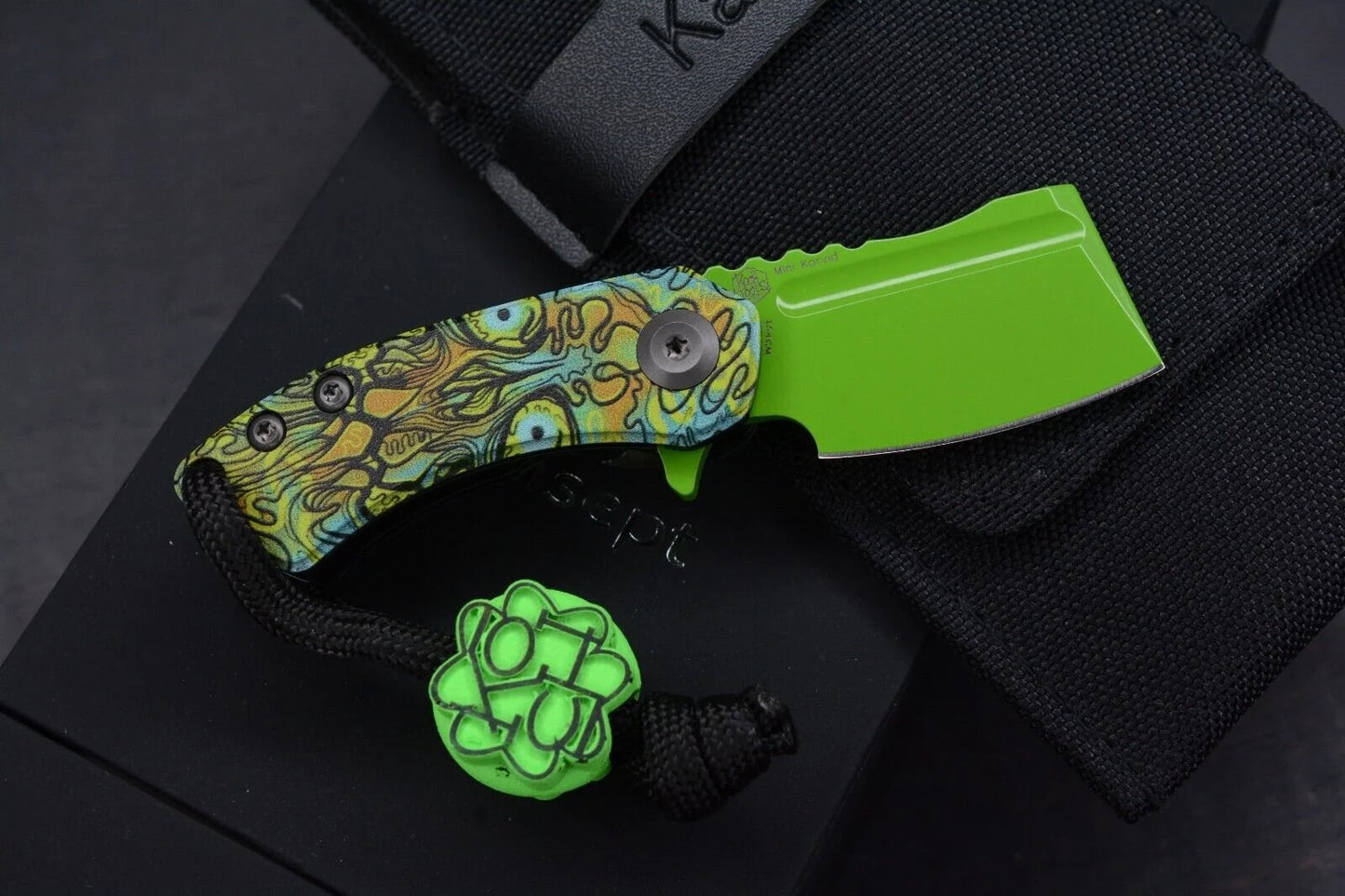 Koch x Kanscept Mini Korvid G10 Undead Green Blade w/Koch St. Paddy Patch & Bead