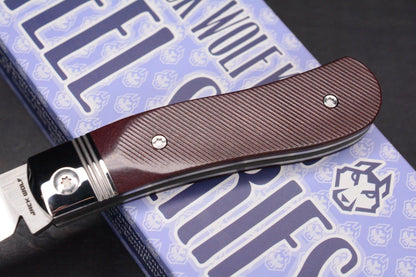 NEW Jack Wolf Knives K9 Jack Steel Series Redstone Richlite Sawcut, Satin 154CM