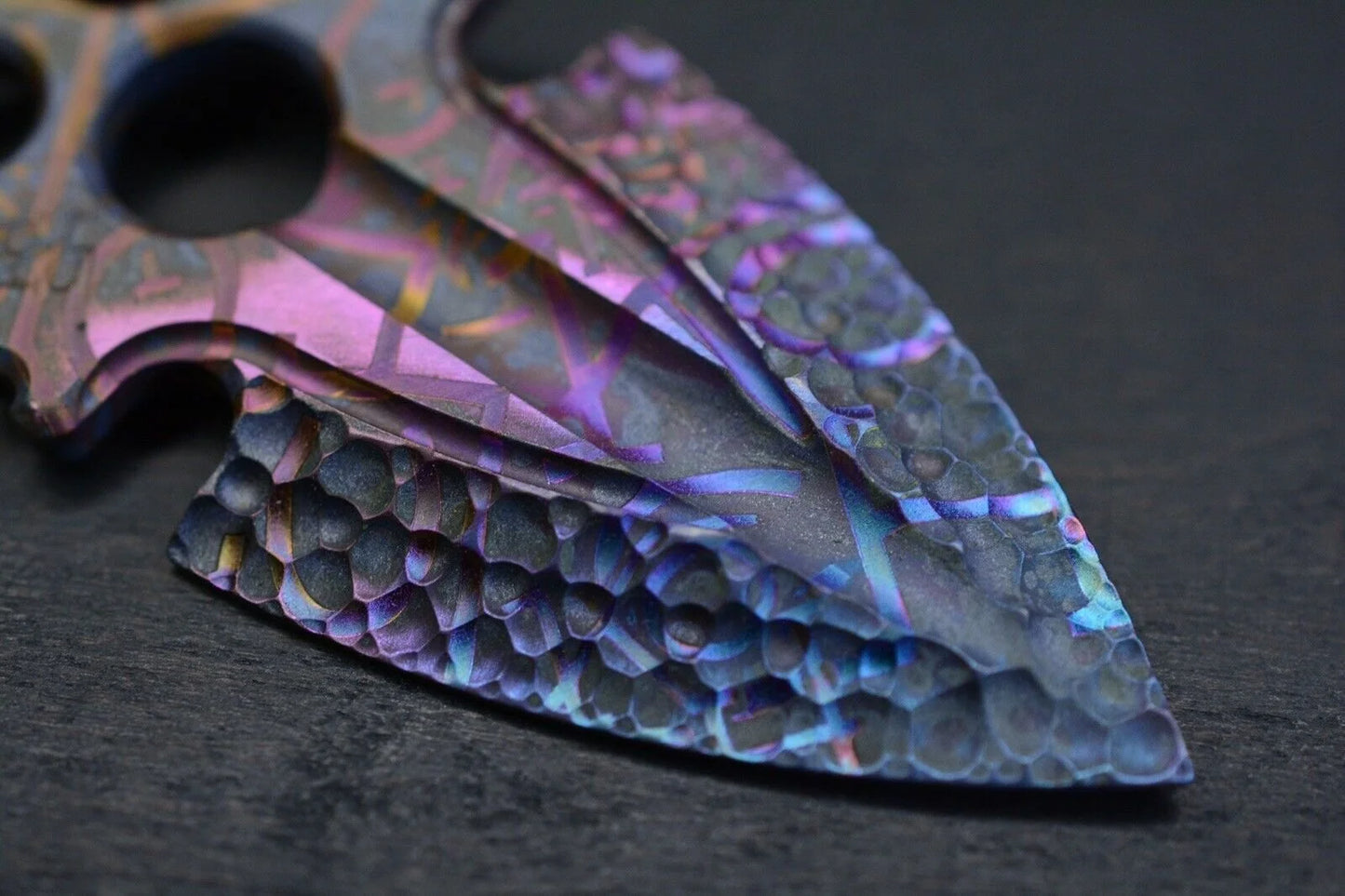 RARE Koch Tool Company Purple Tattoo TITANIUM Artifakt w/ Custom Jimped Bead