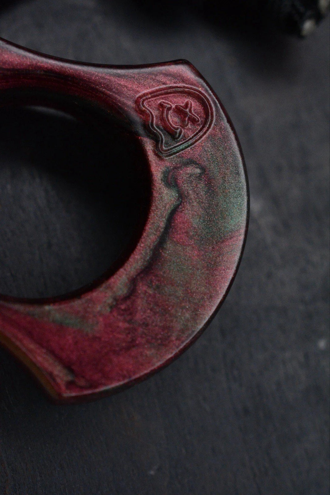 NEW Wkrmn Bonehead Resin Cast Red/ Black Bottle Opener w/ Wkrmn Skull Bead