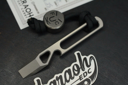 NEW Pharaoh EDC Arrowhead V2 Bottle Opener Pry Matte Ti w/ TKW F**k Face Bead