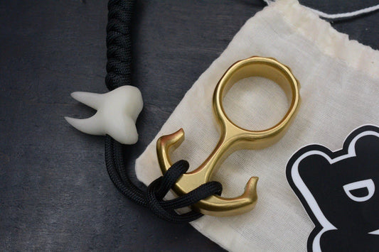 RARE Delicious Fist Brass Drop Anchor Brass Bottle Opener w/ White Molar Bead