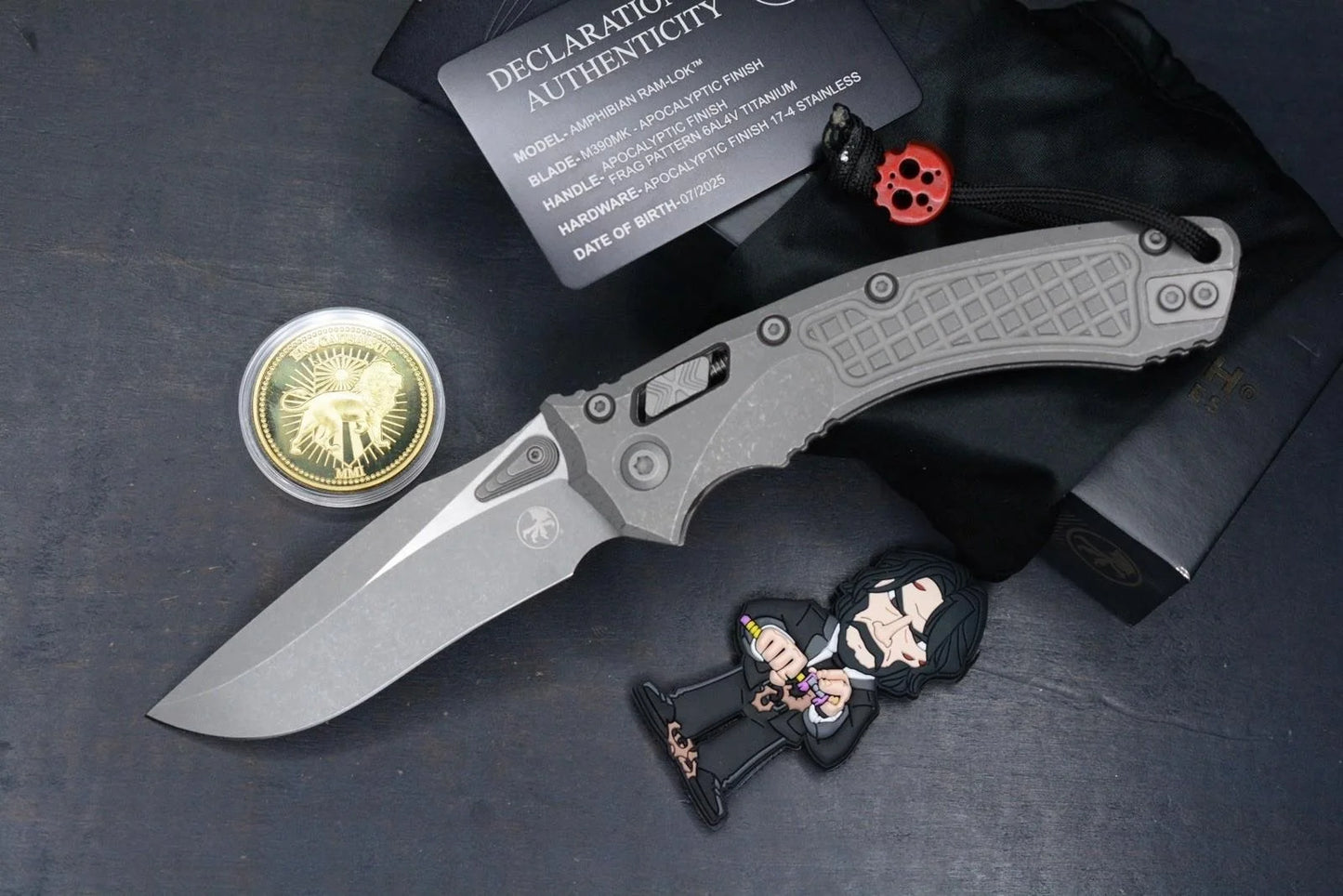 NEW Microtech Marfione Selects Amphibian Ti Handle Frag Pattern w/ Playge & COA