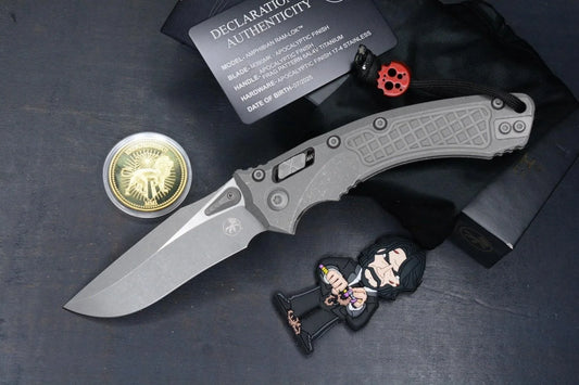 NEW Microtech Marfione Selects Amphibian Ti Handle Frag Pattern w/ Playge & COA