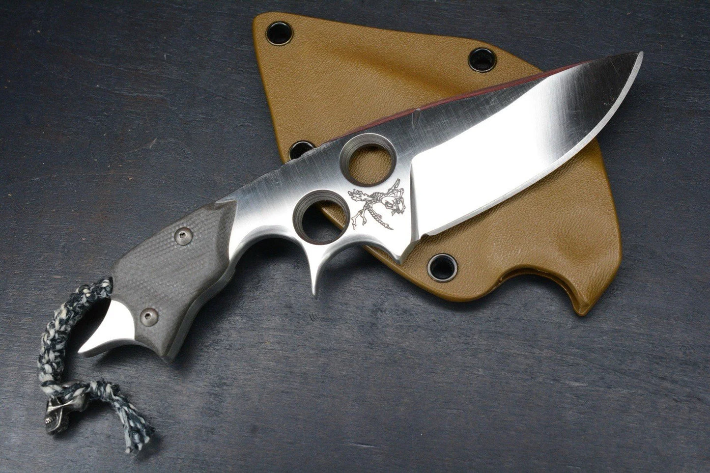 RARE Custom SAR Hornet 3” Fixie Tip of Spear Lethality w/Skull Bead Re Microtech
