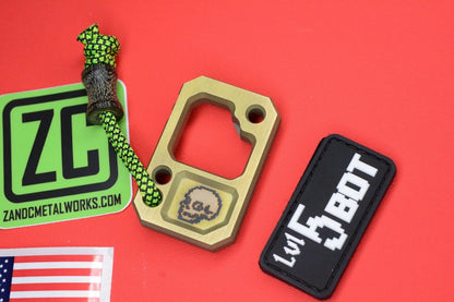 RARE+ MAT B0T EDC x RICK B0T B-Bot Brass B/O w/ Patch Z&C Micarta Bead Re Playge