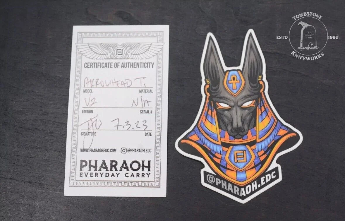 NEW Pharaoh Arrowhead Pry Bar Matte Ti V2 3.5” w/ COA & Skull Bead Re NGMCo
