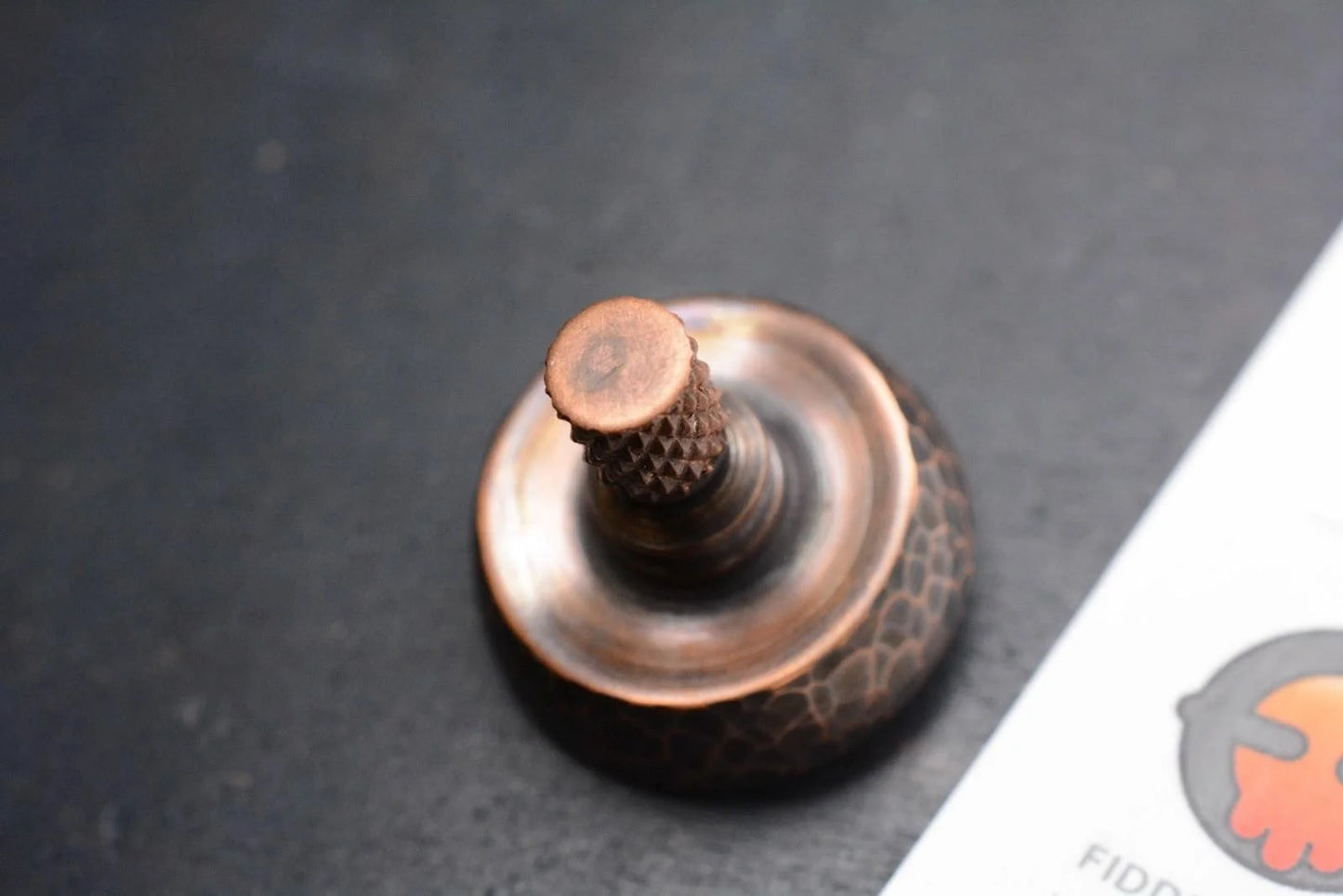 RARE Fiddle Foundry EDC Spin Top - Hammer Finished Tellurium Copper / Ceramic