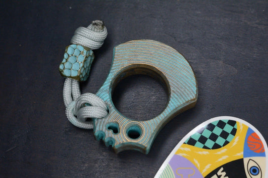 NEW Wkrmn Design Bonehead “Dead Eye” Turquoise Patina Brass w/ Matching Bead