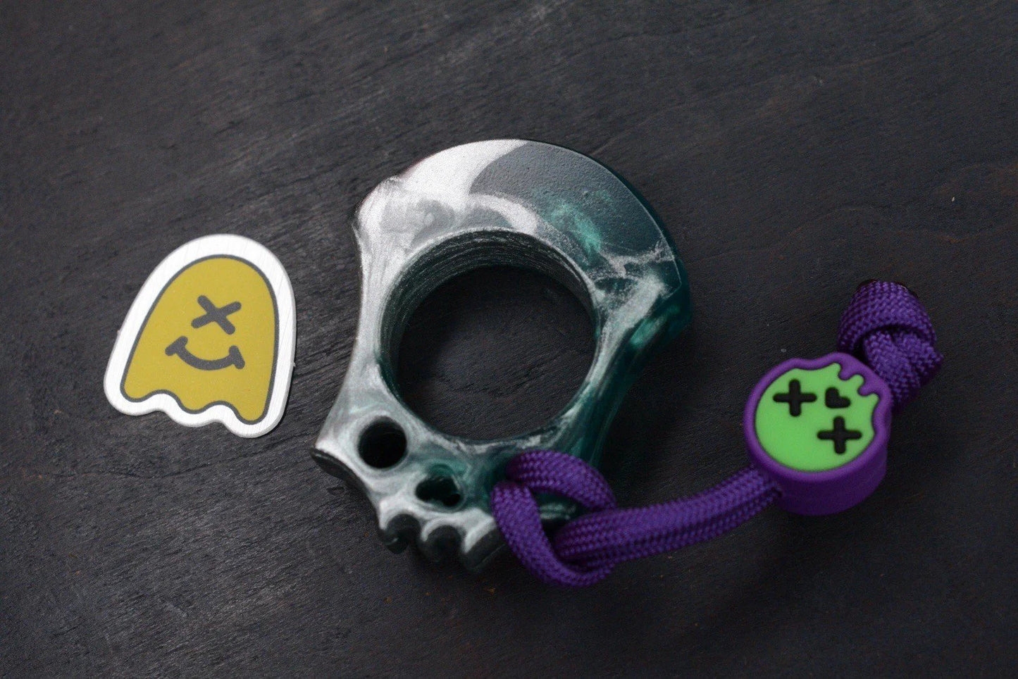 NEW Wkrmn Bonehead Resin Cast Blue/ Grey Bottle Opener w/ Wkrmn Skull Bead