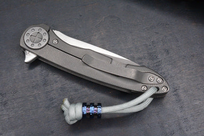 BNIB Curtiss Custom Retro Cruze Ti Handle Flipper M390 Blade w/ Timascus Bead