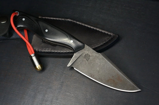 Custom Crimson Tactical Reaper Fixed Blade Dark Stonewash G-10 w/ Bullet Bead