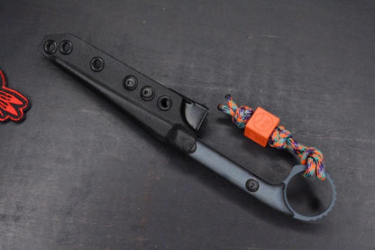 RARE Half Face Cardiac Spike Blue G-10 w/ TKW Frankart Bead & Patch Re Microtech