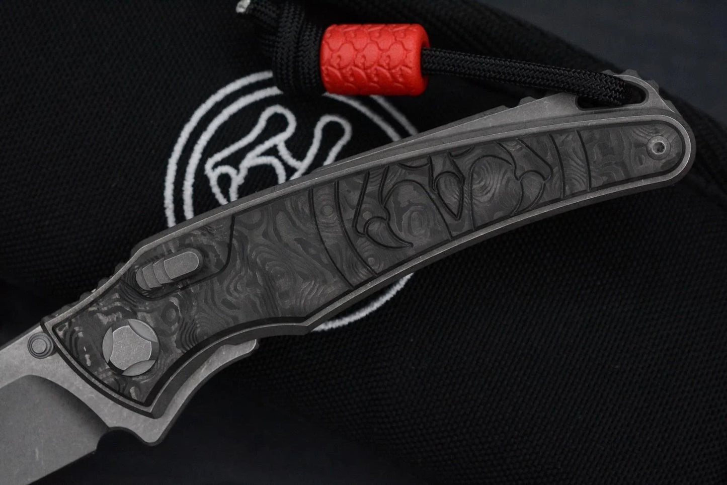 RARE G&G Hawk Talon M390 Ti Carbon Inlay Black Dunes w/ Playge Bead & Ozzy Coin