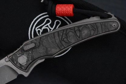 RARE G&G Hawk Talon M390 Ti Carbon Inlay Black Dunes w/ Playge Bead & Ozzy Coin